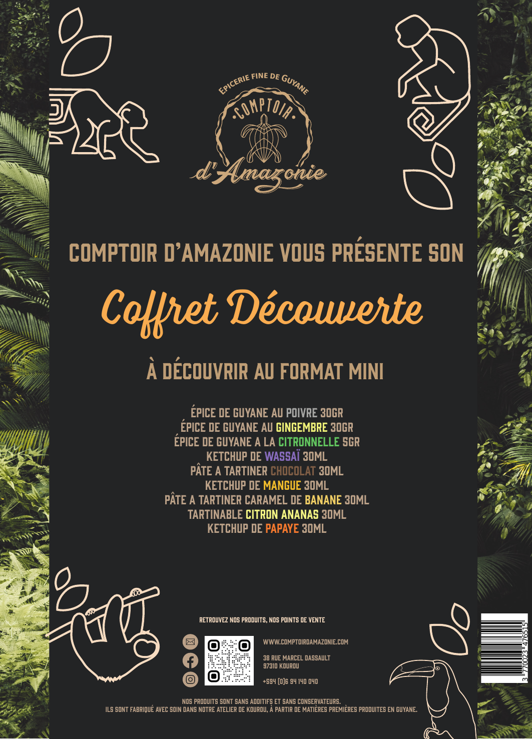 Etiquette coffret découverte Comptoir d'Amazonie
