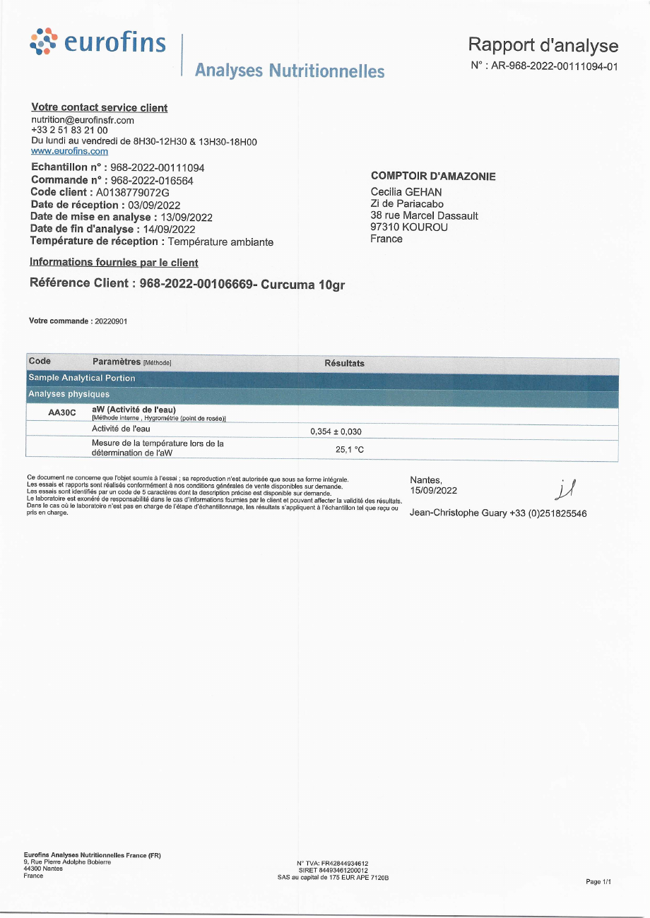 Test de stabilité farines et épices page 1