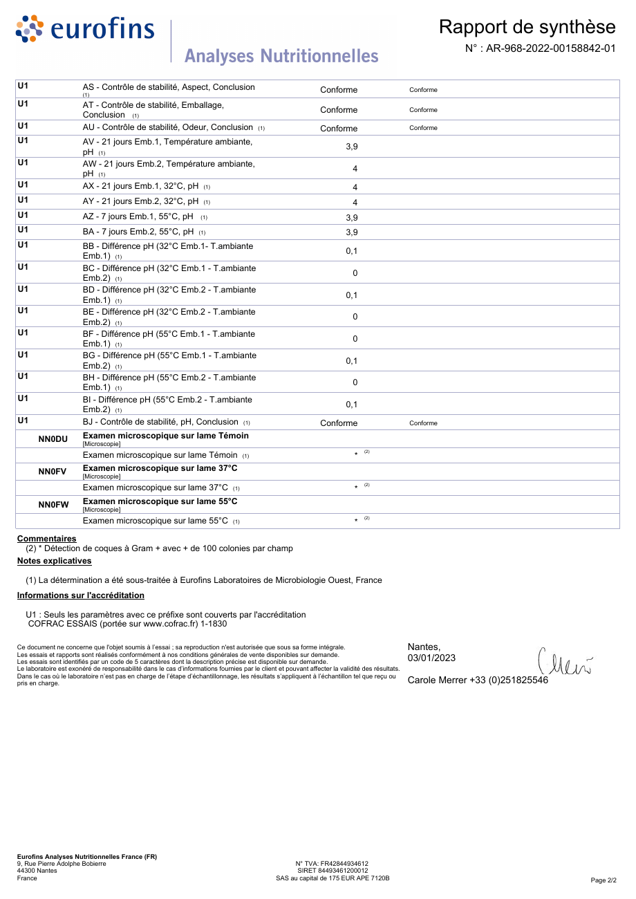 Test de stabilité produit Comptoir d'Amazonie page 2